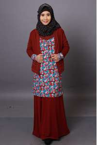 Set Blus Rompi Madia Red