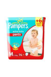Pampers Active Baby Pants Diapers M 76+6