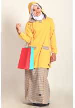 Setelan Kaos Muslimah Hoodie Yellow